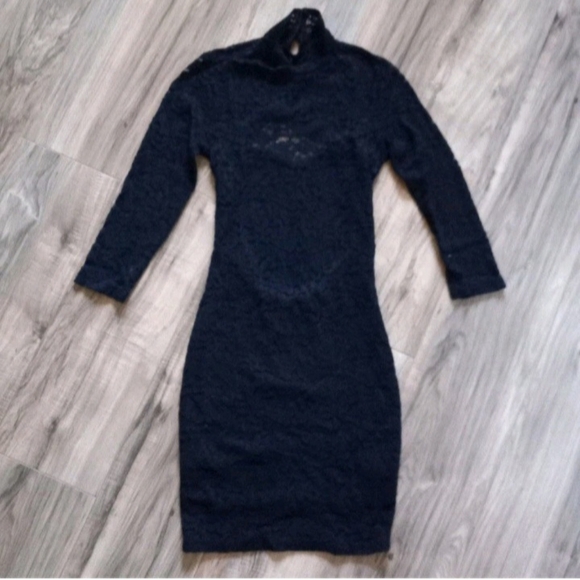 Necessary Clothing Dresses & Skirts - Necessary Clothing Black Lace Mock Neck Bodycon Evening Cocktail Dress Size S